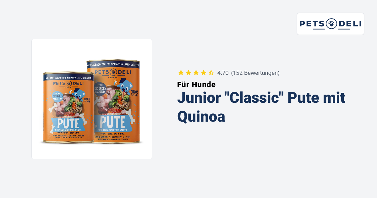 Junior Nassfutter Pute mit Brokkoli & Karotte fr Hunde - Pets Deli