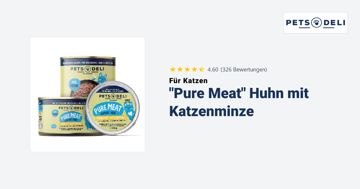 Nassfutter Pure Meat Huhn mit Katzenminze fr Katzen - Pets Deli