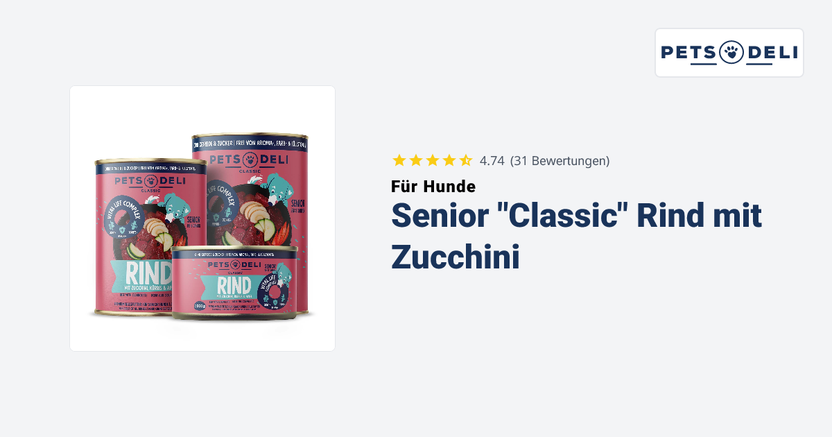 Nassfutter "Senior" Rind mit Zucchini, Krbis & Apfel fr Hunde - Pets Deli