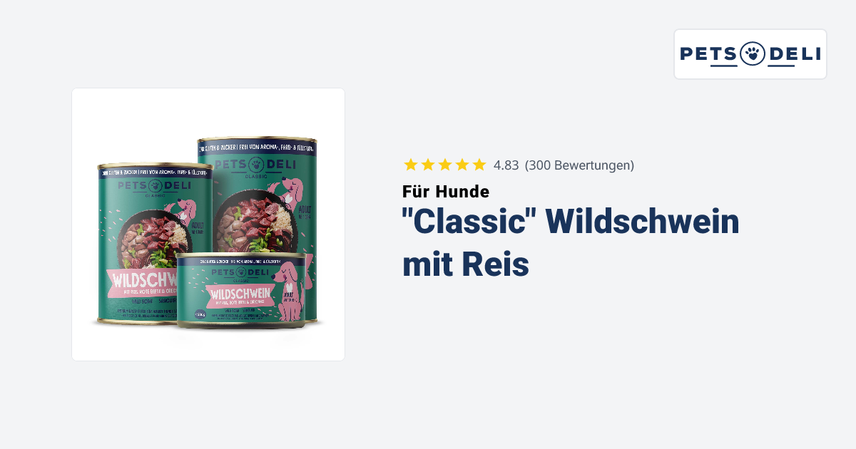 Nassfutter Wildschwein mit Reis & Rote Beete fr Hunde - Pets Deli
